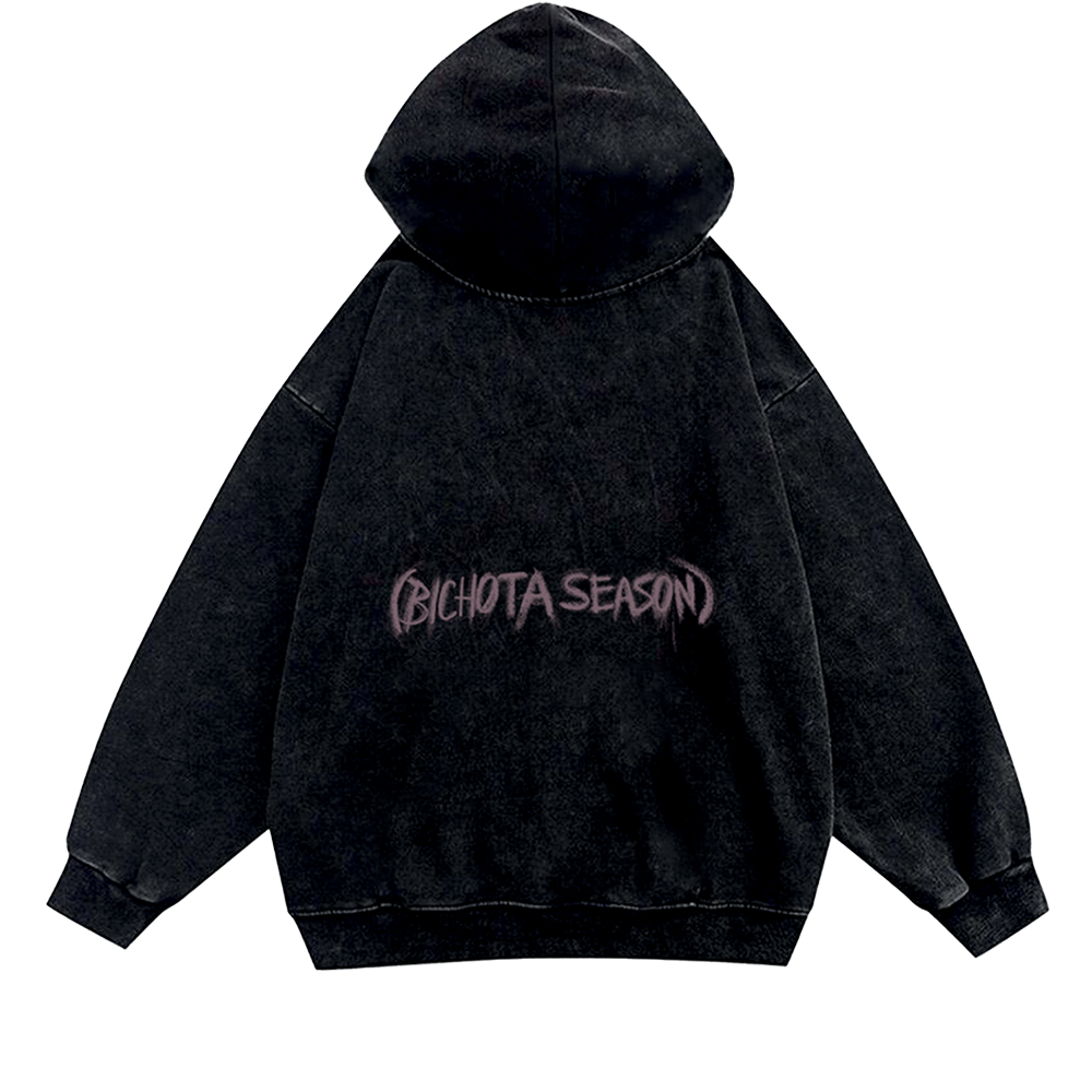 Bichota Season Bunny Washed Black Hoodie back