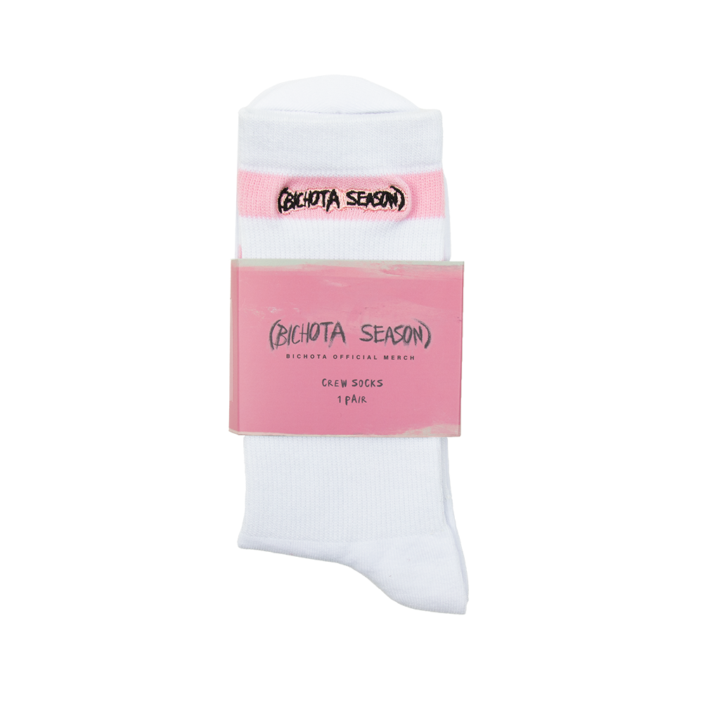 Striped White/Pink Crew Socks (High Socks) 2 